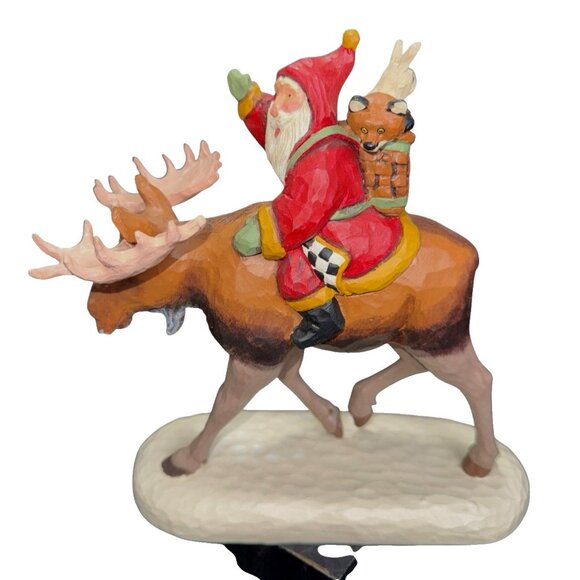 1996 House of Hatten Santa's Kingdom Santa Riding Moose Susan M Smith Limited Ed - Picture 1 of 10